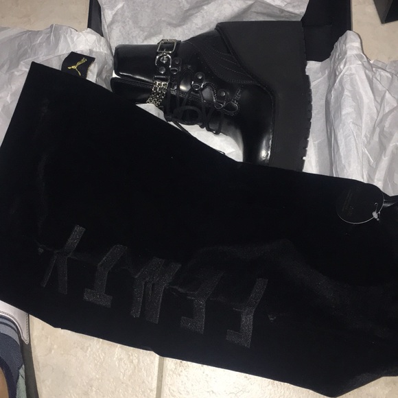 Rihanna Fenty SB Wedge Boots Black Silver Puma - Picture 7 of 7